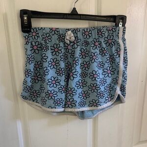Girls Light Blue Daisy Print Elastic Waist Shorts